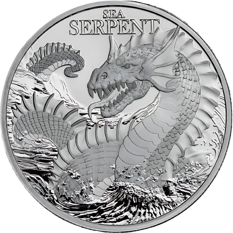 Серебряная монета Ниуэ «Мифические существа. Морской змей» 2024 г.в., 31.1 г чистого серебра (проба 999)