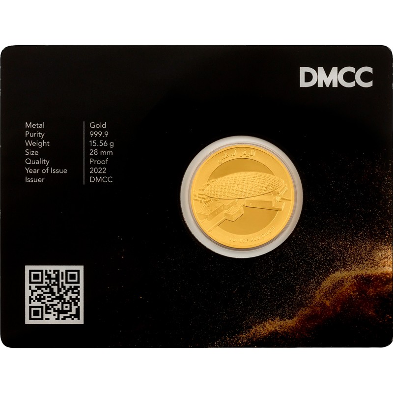 Золотой жетон ОАЭ "Музей в Абу-Даби" 2022 г.в., 15.56 г чистого золота (проба 9999)