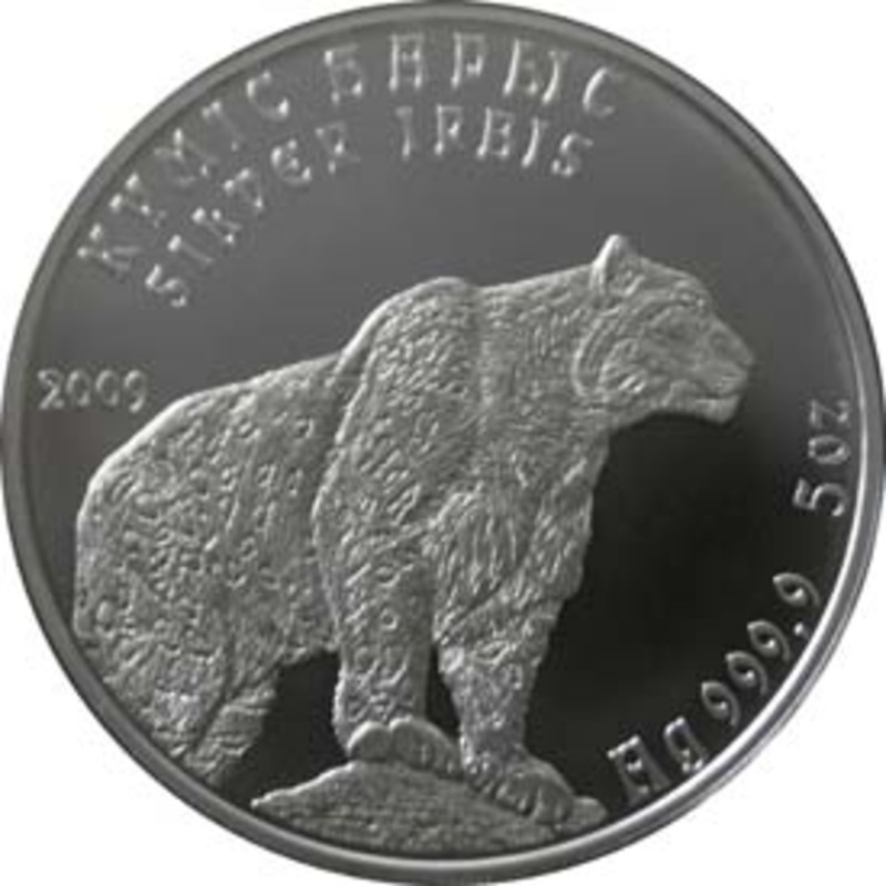 Серебряная инвестиционная монета Серебряный барс (Казахстан), 5 унций (155.5 г)