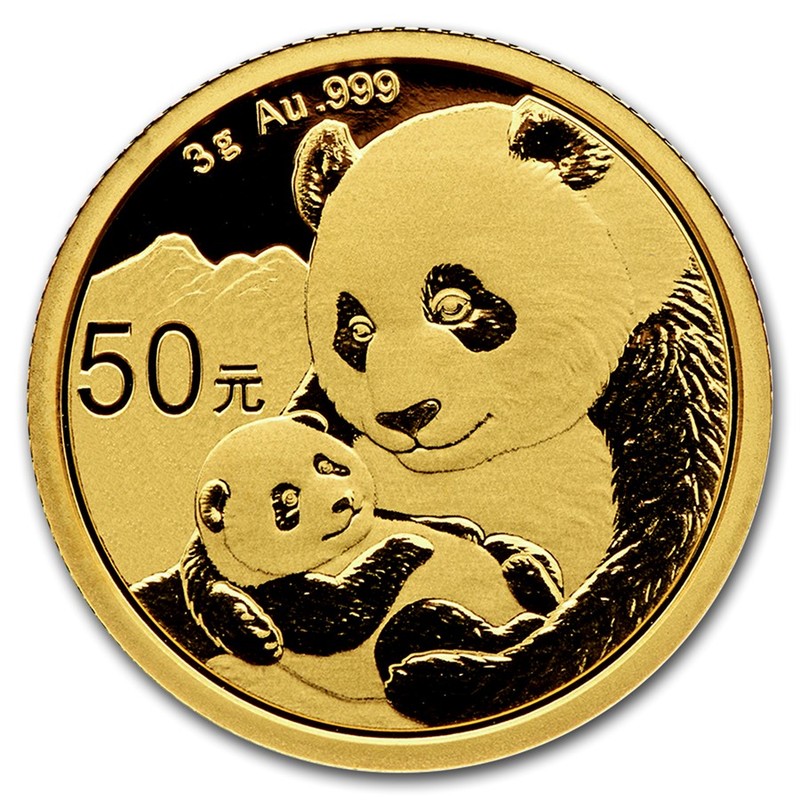 Золотая инвестиционная монета Китая - Панда 2019 г.в., 3 г чистого золота (проба 999)